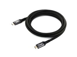 Equip Cable USB-C USB4 Gen2 Macho Macho 40Gbps 4K/60Hz 100W Con Chip E-Mark Color Negro 2.0m Malla algodon trenzado Carcasa Conector Aluminio