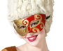 Antifaz Rojo y Dorado con Motivos Barrocos para Carnaval