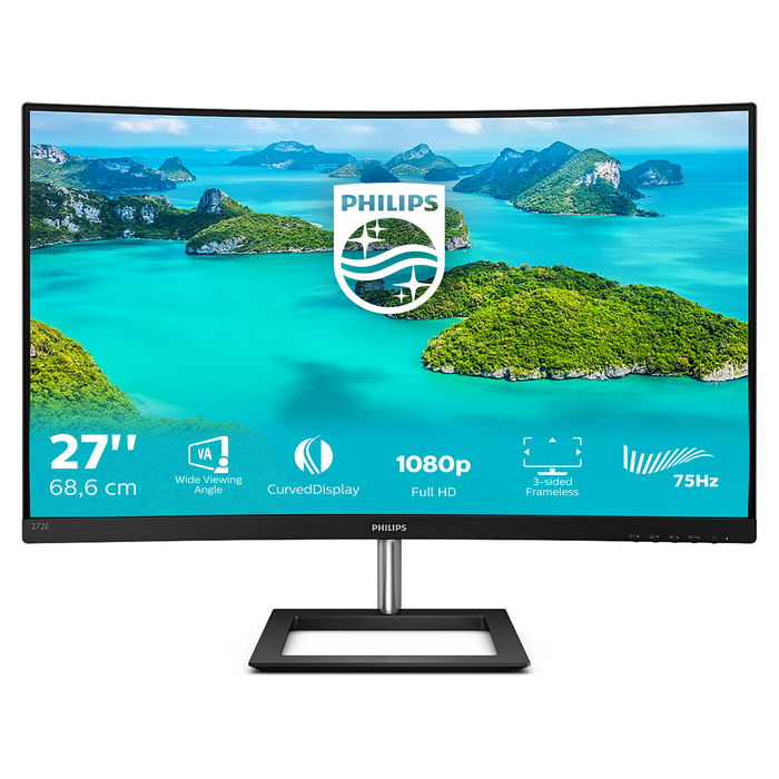 Philips 272E1CA Monitor LED Curvo de 68.5cm (27") Full HD 1920x1080 VA 75Hz 4ms AMD FreeSync HDMI DisplayPort Negro
