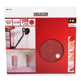 Kreator Disco de lija de cartón y yeso de 225 mm, grano 240, 5 uds