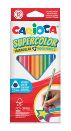 Lapices De Colores Carioca Supercolor Triangular Caja De 12