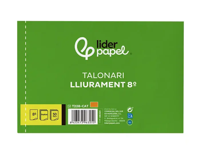 Liderpapel Talonario entregas 8º original y copia T228 apaisado