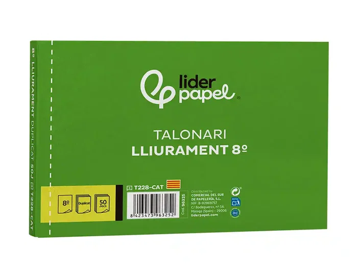 Liderpapel Talonario entregas 8º original y copia T228 apaisado
