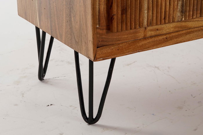 DKD Home Decor Aparador Ondulado acacia Colonial alpino Marron Claro Negro 100 x 40 x 77 cm 3 Cajones 1 Puerta Acacia