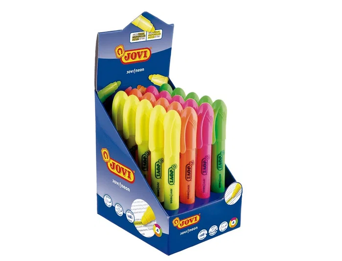 Jovi!Neon Marcadores Fluorescentes de Gel en Stick Surtidos - Expositor 20 UD