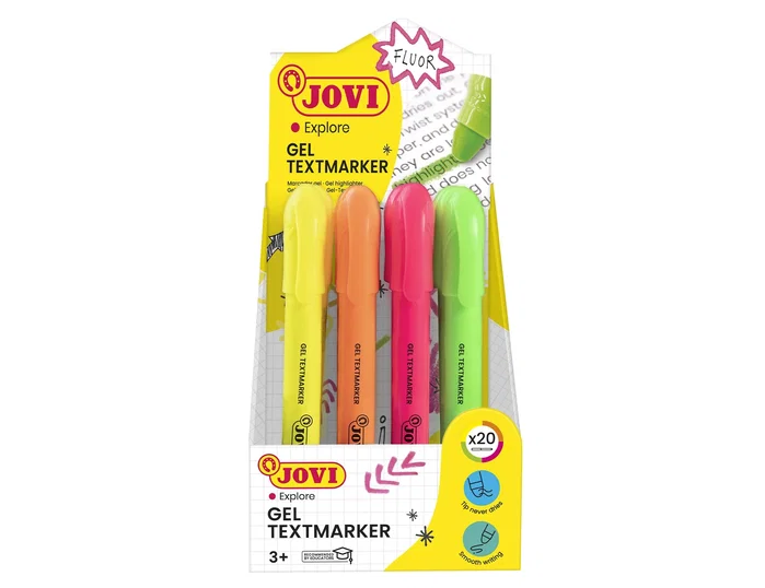 Jovi Expositor de 20 Marcadores Fluorescentes Jovi!Neon de Gel en Stick Surtidos Jovi Expositor de 20 Marcadores Fluorescentes Jovi!Neon de Gel en Stick Surtidos