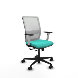 PIQUERAS Y CRESPO Silla de oficina Haches con mecanismo Sincro/Traslack, Turquesa y Blanco