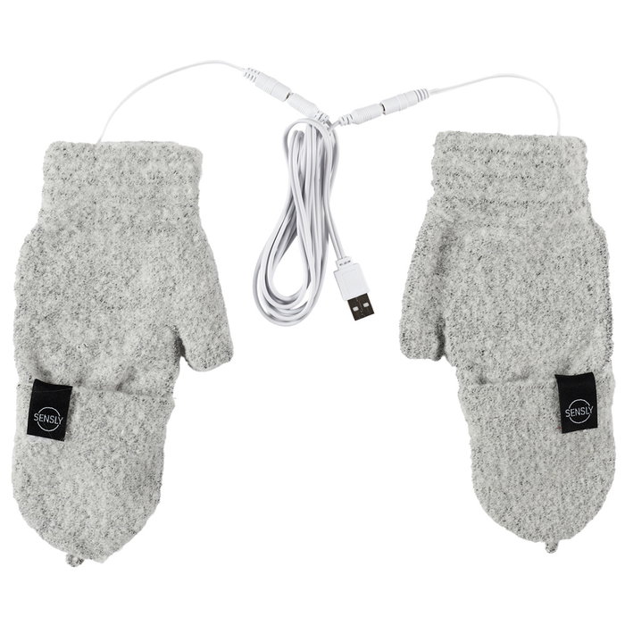 Sensly Manoplas Calefactables USB Grand Froid Talla Única Unisex Suaves Ligeras Convertibles Mitones Especial Invierno