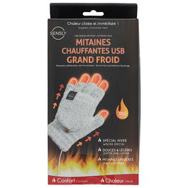 Sensly Manoplas Calefactables USB Grand Froid Talla Única Unisex Suaves Ligeras Convertibles Mitones Especial Invierno