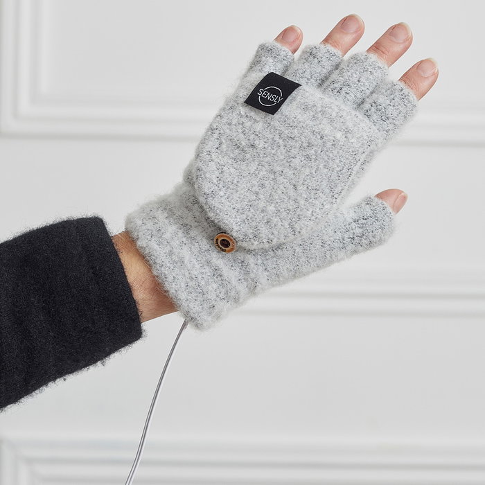 Sensly Manoplas Calefactables USB Grand Froid Talla Única Unisex Suaves Ligeras Convertibles Mitones Especial Invierno