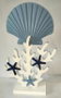 DKD Home Decor Decoración MDF Resina Azul y Blanco 31x7,5x18 cm