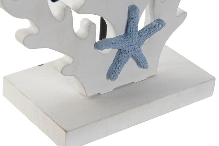 DKD Home Decor Decoración MDF Resina Azul y Blanco 31x7,5x18 cm