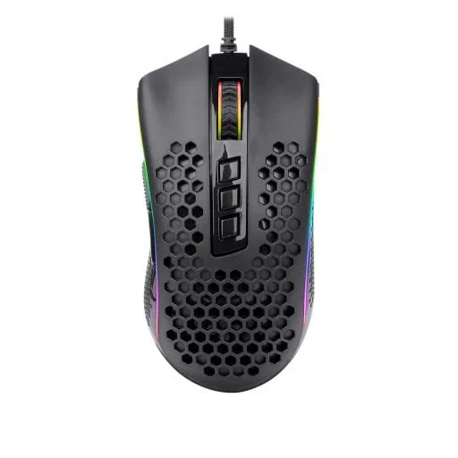 Redragon Storm Elite M988-RGB - Ratón Gaming para Mano Derecha USB Óptico 32000 DPI Cable Paracord Liviano RGB Diseño Colmena 8 Botones Programables - Negro