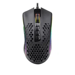 Redragon Storm Elite M988-RGB - Ratón Gaming para Mano Derecha USB Óptico 32000 DPI Cable Paracord Liviano RGB Diseño Colmena 8 Botones Programables - Negro