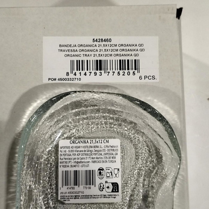 Bidasoa Bandeja Organika de Vidrio Transparente