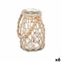 Portavelas Gift Decor Transparente Natural Vidrio Cuerda 14 x 21 cm 16 x 21 x 14 cm Bote (6 Unidades)