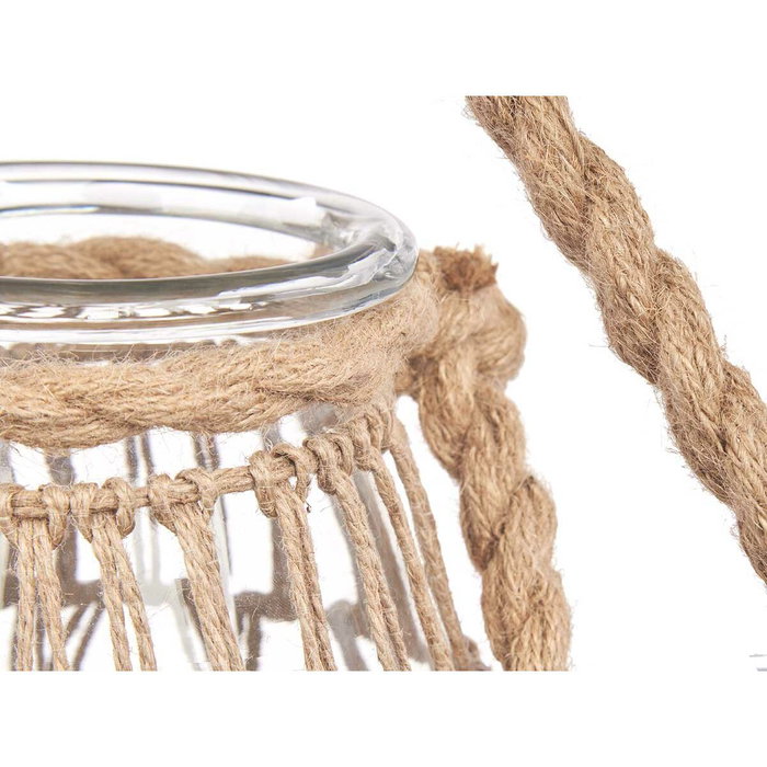 Portavelas Gift Decor Transparente Natural Vidrio Cuerda 14 x 21 cm 16 x 21 x 14 cm Bote (6 Unidades)
