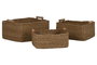 DKD Home Decor Set de 3 Cestas de Seagrass y Yute Natural 52x42x25 cm