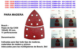 BOSCH Set de 10 hojas de lija para madera grano 120