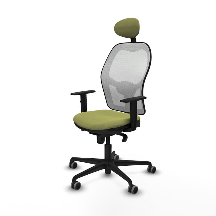 PIQUERAS Y CRESPO Silla de oficina Jorquera con mecanismo Sincro, Verde oliva y Blanco