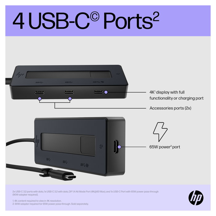 HP 4K USB-C Multiport Hub Negro HP 4K USB-C Multiport Hub Negro