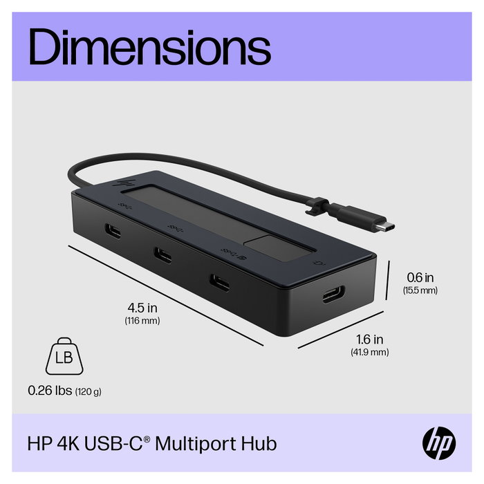 HP 4K USB-C Multiport Hub Negro HP 4K USB-C Multiport Hub Negro