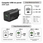 Coolbox Cargador de Pared GaN 35W USB-C y USB-A Negro