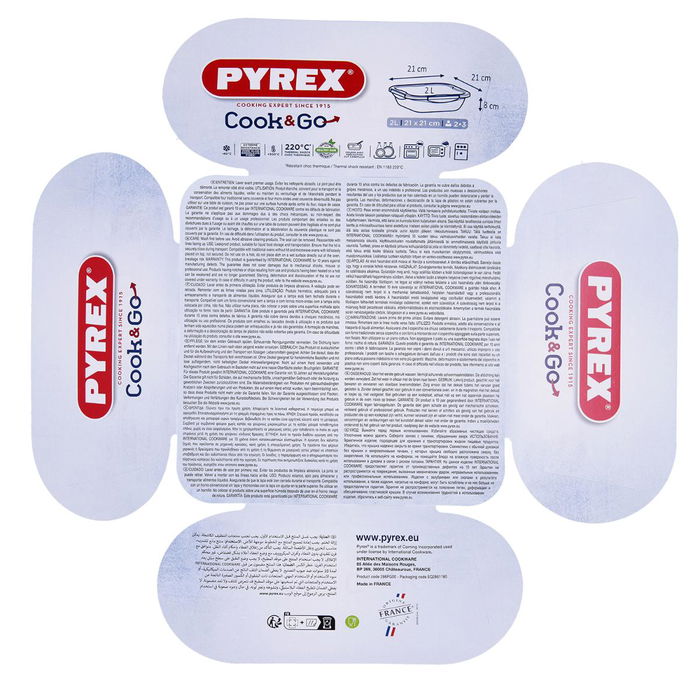 Hermético Rectangular Boro 190Cl Cook&Go Pyrex® 21x21x9 cm - 1,9 L Hermético Rectangular Boro 190Cl Cook&Go Pyrex® 21x21x9 cm - 1,9 L