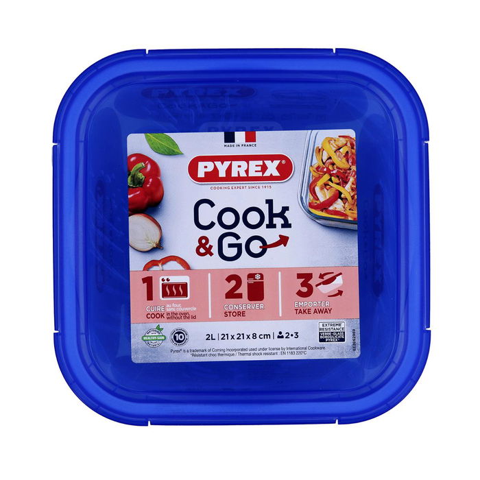 Hermético Rectangular Boro 190Cl Cook&Go Pyrex® 21x21x9 cm - 1,9 L Hermético Rectangular Boro 190Cl Cook&Go Pyrex® 21x21x9 cm - 1,9 L