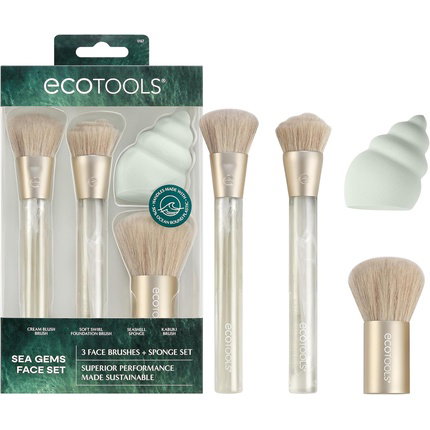 EcoTools Sea Gems Set de 4 Brochas y Esponja