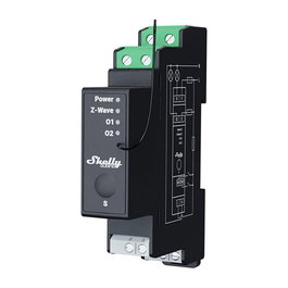 Shelly Relé Inteligente Wave Pro 2PM para Montaje en Rail DIN, 25A, 2 Canales, Z-Wave, Control de Energía, Negro