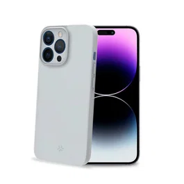 Celly SPACE1056WH Funda Delgada Protectora para iPhone 15 Pro Max, Diseño Ergonómico, Color Blanco/Gris, Material TPU