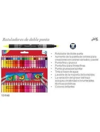 Faber castell Caja de 40 rotuladores de doble punta fina/gruesa, colores surtidos