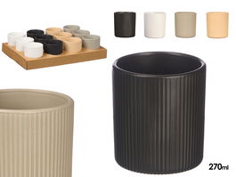 Vessia Vaso Rayas Surtidos Neutros 270ml Cerámica Beige Blanco Gris Negro 8x8x9cm Apto Lavavajillas Microondas Congelador (Set de 24)