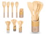 Kinvara Set 4 Utensilios Cocina Bambú Surtidos 7x31x7cm Espátula Cuchara Cucharon Soporte (Set de 12)