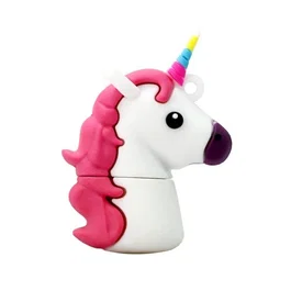Tech One Tech TEC5148-32 Pendrive 32 GB USB 2.0 Tipo A - Rosa y Blanco con Tapa y Llavero, Diseño Unicornio