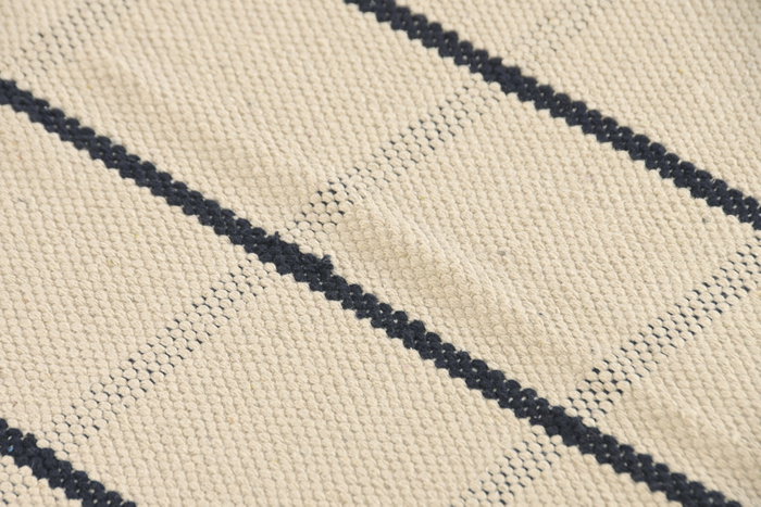 DKD Home Decor Alfombra de Algodón con Rayas Crudo y Azul 120x170 cm