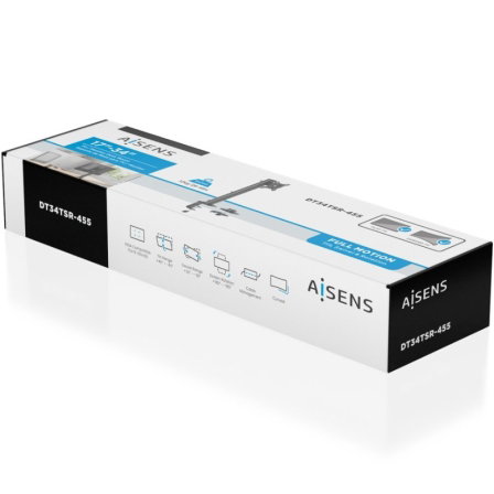 Aisens DT34TSR-455 Soporte de Mesa para Monitor Giratorio Inclinable Hasta 12kg 17-34" Negro VESA 100x100