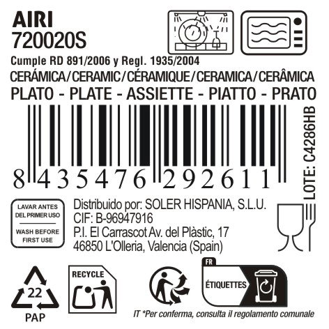 La Mediterranea Fuente Redonda Japo Ø20 cm Reac. Airi Cerámica Artesanal (18 Unidades)