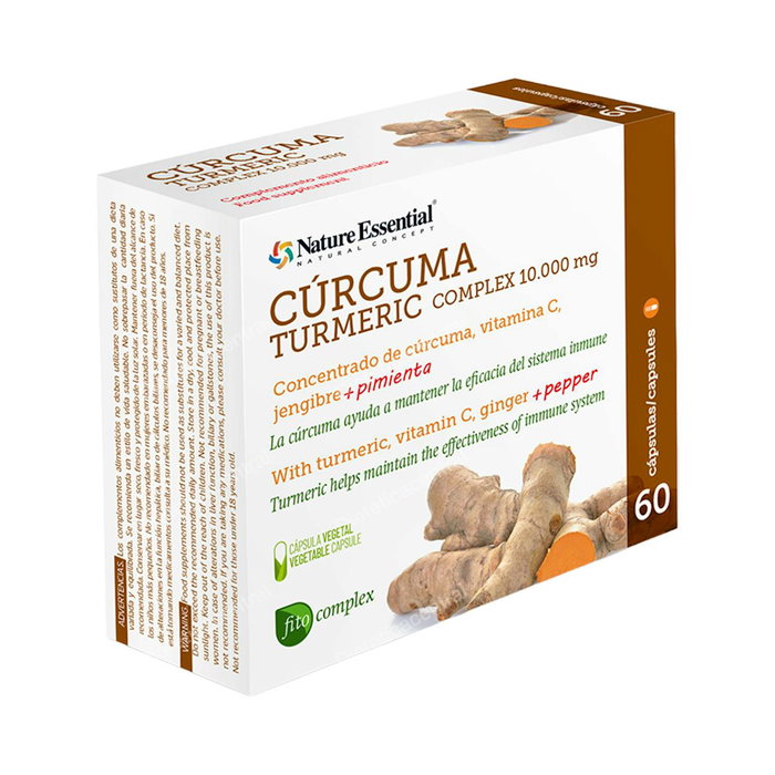 NATURE ESSENTIAL Cúrcuma Complex 10.000 mg con Vitamina C, Jengibre y Pimienta Negra, 60 cápsulas vegetales NATURE ESSENTIAL Cúrcuma Complex 10.000 mg con Vitamina C, Jengibre y Pimienta Negra, 60 cápsulas vegetales