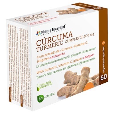 NATURE ESSENTIAL Cúrcuma Complex 10.000 mg con Vitamina C, Jengibre y Pimienta Negra, 60 cápsulas NATURE ESSENTIAL Cúrcuma Complex 10.000 mg con Vitamina C, Jengibre y Pimienta Negra, 60 cápsulas