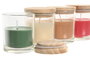 DKD Home Decor Surtido de 4 Velas en Frasco de Cristal con Tapa de Madera Coco/Vainilla