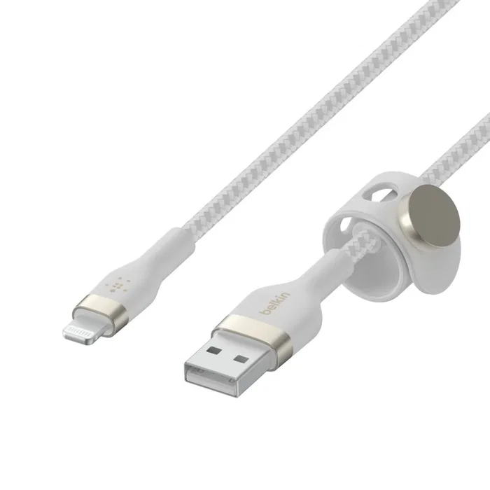 Belkin CAA010BT2MWH Cable Lightning a USB A Blanco, Cable de Conector Lightning 2 m para Carga y Sincronización, Cable trenzado de silicona blanco
