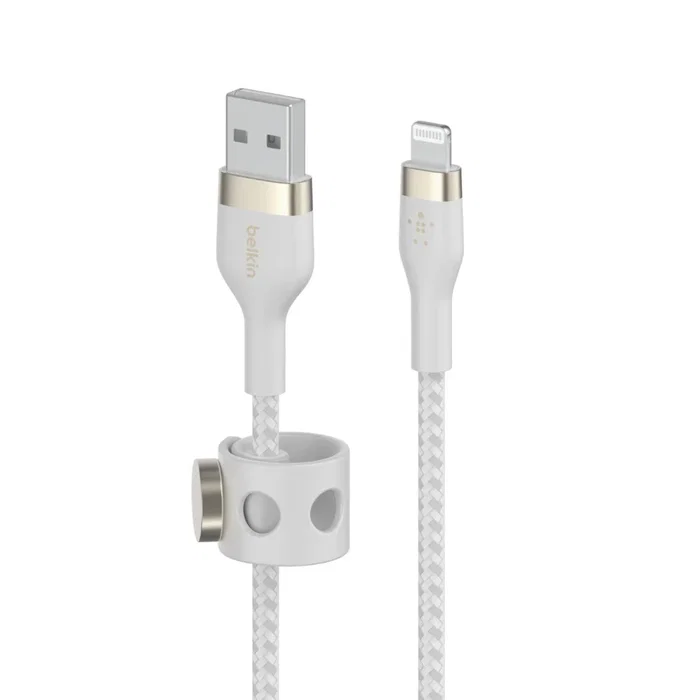 Belkin CAA010BT2MWH Cable Lightning a USB A Blanco, Cable de Conector Lightning 2 m para Carga y Sincronización, Cable trenzado de silicona blanco