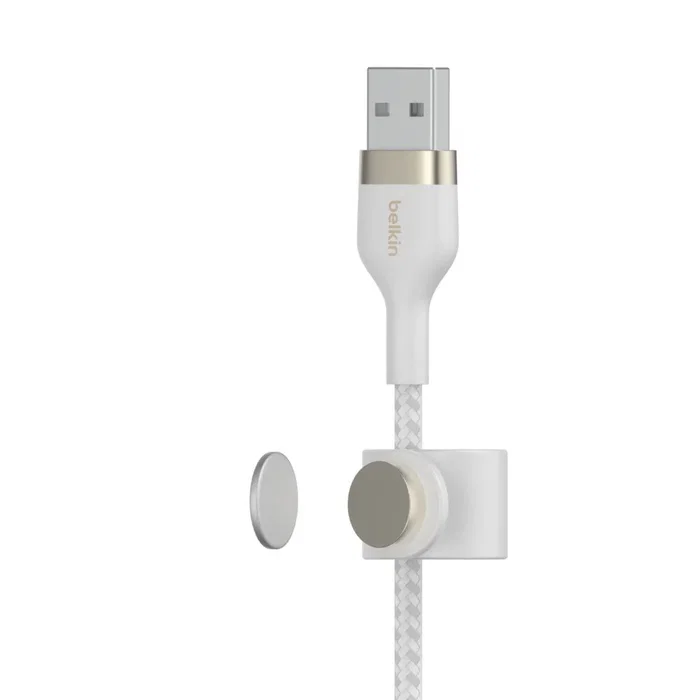 Belkin CAA010BT2MWH Cable Lightning a USB A Blanco, Cable de Conector Lightning 2 m para Carga y Sincronización, Cable trenzado de silicona blanco
