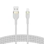 Belkin CAA010BT2MWH Cable Lightning a USB A Blanco, Cable de Conector Lightning 2 m para Carga y Sincronización, Cable trenzado de silicona blanco