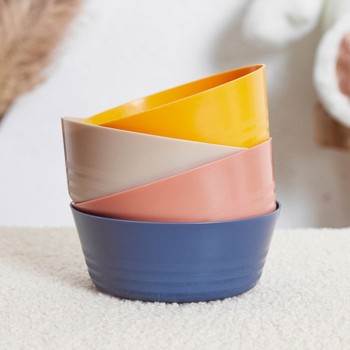 Tom et Zoe Juego De 4 Bols Para Bebé Diámetro 11.8 cm Colores Rosa, Amarillo, Gris y Azul