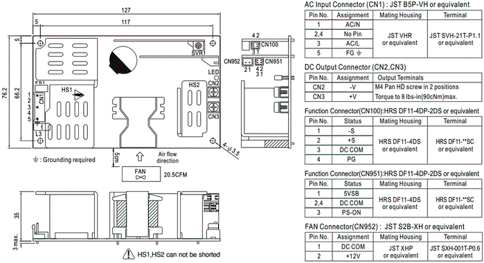 MEAN WELL RPS-300-24 Fuente de alimentación de 300W, 24V DC MEAN WELL RPS-300-24 Fuente de alimentación de 300W, 24V DC