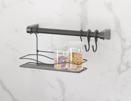 Hermia Organizador de Cocina Metálico SM511-B Negro 41x18x25cm 100% Metal Duradero