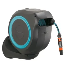 Gardena RollUp M Enrollador de Manguera de Pared 20m, Borde Azul, Automático Antibloqueo Antitorsión, Kit Listo para Usar